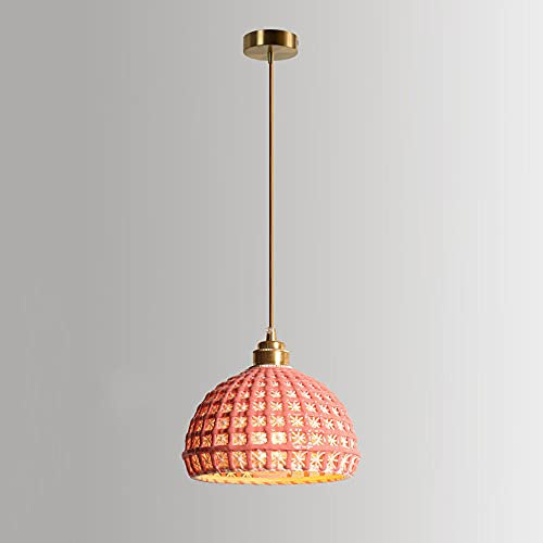 - Grille Abat-Jour en céramique Suspension E27 1 Lampe Moderne Minimaliste Laiton Suspension Salon Chambre Chevet Plafond Lampe Suspendue Luminaire Réglable, Lustre de Plafond