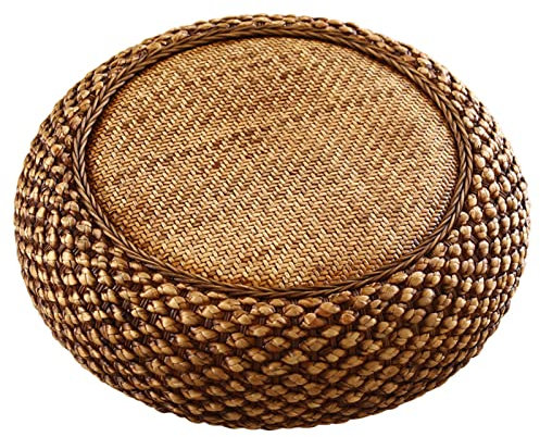 Ottomane Hocker Stroh Rattan Kissen Handgefertigte Bodensitz Pouf Matte Handgewebt Gestrickter Stroh Fußhocker Für Meditation Zen Yoga Praxis/Bronze/40 * 17Cm