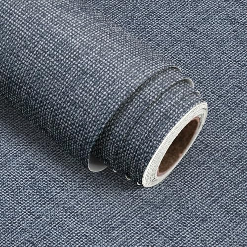 lenify Grasscloth Peel and Stick Wallpaper Denim Blue Contact Paper 15.7inch x 118.1inch Textured Faux Linen Wallpaper Vintage Grasscloth Self Adhesive Removable Wall Paper for Cabinets Decor Vinyl