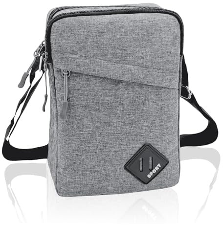 Geebymol Mens Shoulder Bag Nylon and Oxford Crossbody Bag, Messenger Bag with Zipper and Adjustable Strap, Casual Chest Sling Bag, Waterproof Men's Small Side Bag, Mens Gifts