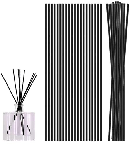 Verazquy 20 Pcs Reed Diffuser Sticks, 30cmx4mm Black Thick Fiber Sticks Fragrance Refill Natural Wood Rattan Oil Aroma Diffuser Sticks Air Freshener ECO-friendly Extra Long for Home Office Bathroom