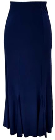 Kiran Fashion Jupe longue pour femmes sirène évasée stretch maxi jupe bohémienne taille élastique, bleu marine, 52
