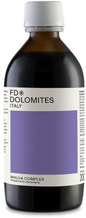 FD Dolomoites Malva Complex Sciroppo - Integratore alimentare con Mucillagini di Malva ed Estratti vegetali per Naso, Gola e Bronchi, 200ml, Vegan.