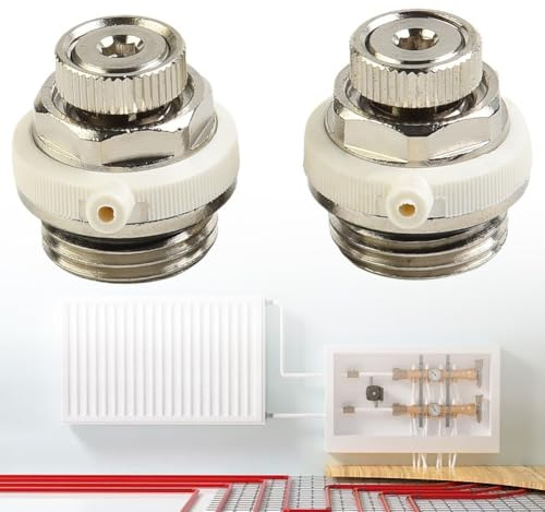 Heizkörper-Entlüftungsventile, 3/4 Zoll, auslaufsicher, Messing, automatisches Entlüftungsventil mit integrierter Abschaltkappe, Zubehör für Zentralheizung, 2 Stück