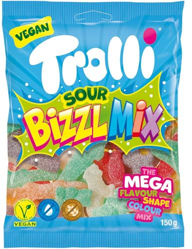 Bizzl Mix Sour - mélange irrésistible de bonbons gélifiés qui offrent une explosion de saveurs acidulées, parfaits pour les amateurs de sensations sucrées - Compatible avec Trolli - 150g
