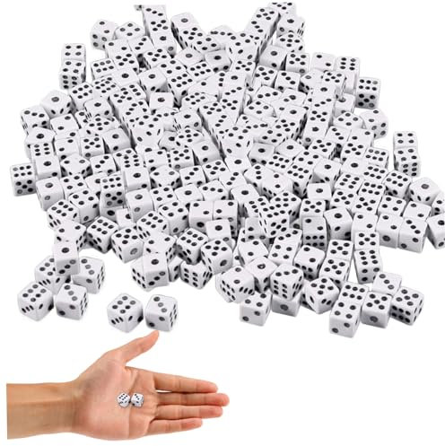 Kleine Würfel, 8mm Mini Tiny Dice, 300pcs weiße Würfel mit schwarzen Punkten, 6 -Seiten -Square Dice Games, Erwachsenenspiel -Würfel für das Unterrichten von Mathematik, Party -Gefälligkeiten, Mini -