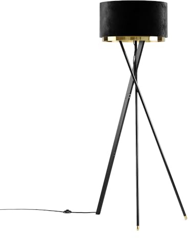 Vicco Stehlampe Goldamo Schwarz | mit E27-Fassung für verschiedene Leuchtmittel geeignet