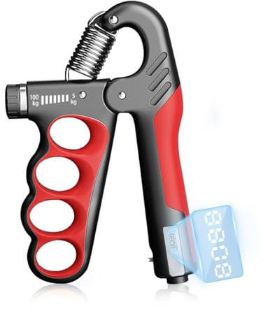 Handtrainer Mit Integrierter Zählfunktion, Unterarmtrainer Einstellbarer Widerstand 5-100kg, Elektronische, Griffkraft Trainer für Fitnessstudio, Sportler Dicke Feder