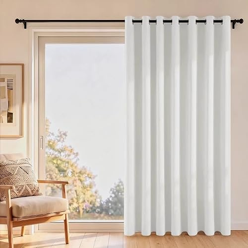 Hiasan Raumteiler Vorhang Blickdicht Thermovorhang, H243 x B254cm, Weiß | Gardine Schallschutz mit Ösen, für Schlafzimmer Büro, Privatsphäre Verdunkelungsvorhänge, 1 Stück
