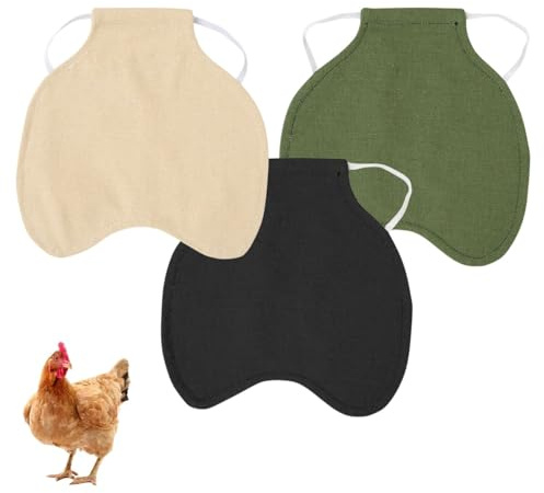 3 Stück Hühnersattel für Hennen mit Riemen, Hühnerrücken und Seitenschutz, Atmungsaktive Verschleißfester Hühnersattelschürze, für Geflügelstall und Hühnerhaltung (Grün, Khaki, Schwarz)