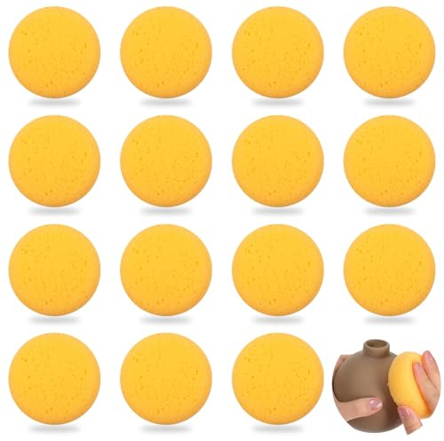MBAIYO 15Pcs Pottery Sponges for Clay, 2.76 Inch Round Soft Sponge for Pottery Painting Leather Care Cleaning & Shoe Polish Water Absorption Soap Sponges Painting Sponge