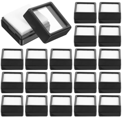 BESPORTBLE 70 StüCk Edelstein-Displayboxen Mit Klarem Fenster Robuste Schmuckschatullen Zum Verkauf Quadratische Mini SchmuckkäStchen Ring-Boxen FüR Schmuckaufbewahrung Und PräSentation