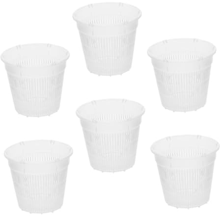 IWOWHERO Set da 6 Vasi per Orchidee in Plastica Traspirante 140Mm Fioriere per Piante da Vivaio e Giardinaggio Contenitori per Piantare per Interni e Coltivazione di Fiori