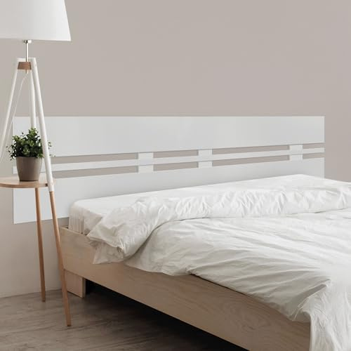 DHOME Kopfteil aus recyceltem MDF-Holz Horizontal Bettbreite Palettenbett Beschläge inklusive (180cm Dual Horizontal Breite, Weiß)