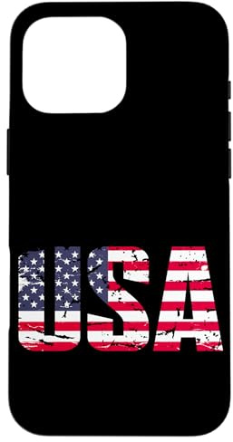 Hülle für iPhone 16 Pro Max I Love USA, Enjoy Patriotische Flagge der Vereinigten Staaten von Amerika