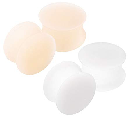 KJM FASHION 4 Stk Silicone Hautfarbe Weiß 16mm 5/8 Double Flared Ohrringe Flesh Earplugs Stecker Expander Dehnen Gauges Piercing Schmuck 2831