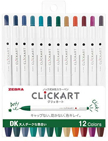 Zebra Clickart Wyss22-12Cdk Marker auf Wasserbasis, Calm Dark, 12 Farben