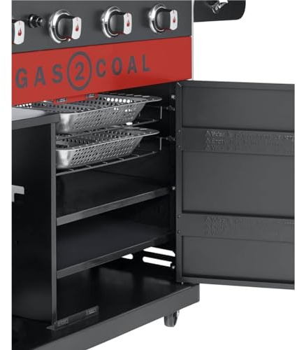 MADE2MATCH Innenregal Gas2Coal 2.0 440 | 2 Regalböden aus Edelstahl, Stauraum für Grillwerkzeug, Grillzubehör und Wetterschutzhaube, Passgenau designt