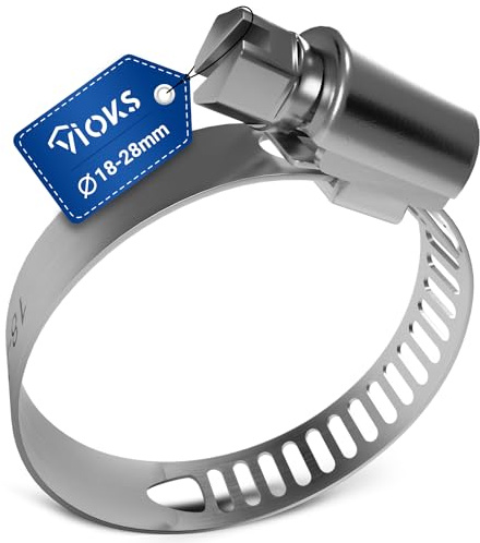 VIOKS Hose Clamp Chrome Steel 18-28 mm Drain Hose Clamp for Washing Machine & Dishwasher