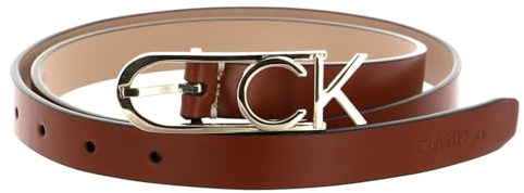 Calvin Klein Leder Gürtel Re-Lock Capital CK Logo Belt 2CM W100 Cognac braun