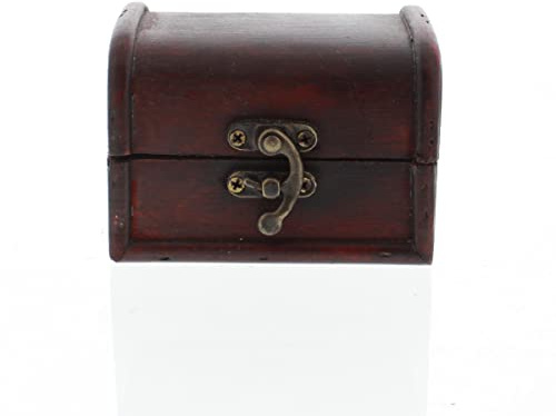 Historia Mini-Truhe aus Holz I 9,5 cm I Piraten-Kiste im Vintage-Look I Schmuck-Schatulle mit Schwenk-Schloss
