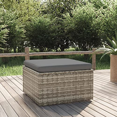 Tidyard Gartenhocker mit Stauraum Sitzhocker Hocker Rattanhocker Gartenmöbel Fußhocker Garten Balkon Terrasse Grau 55x55x30 cm Poly Rattan