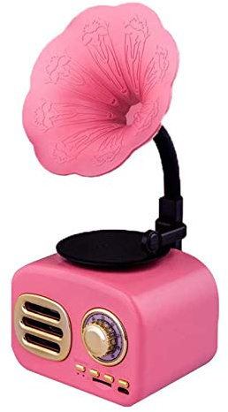 Altoparlante Bluetooth retrò, fonografo retrò Jukebox Radio vintage Altoparlante stereo wireless retrò, con Bluetooth 4.1 Mini Altoparlante portatile Bluetooth vintage Hd Surround Stereo Sound,Pink
