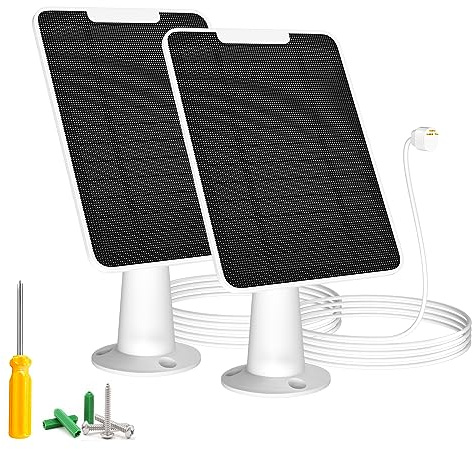 Solarpanel-Ladegerät Kompatibel mit Google Nest-Kamera im Außen & Innenbereich(Batterieversion), 6W Solarpanel für Google Nest Cam, IP65 wetterfest, mit Sichere Wandhalterung, 4M Kabel, 2 Pack