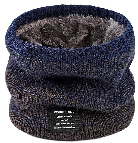 Rayson Bufanda Cuello de Punto Invierno Algodon Polar para Hombre y Mujer - Bragas de Cuello Suave Circular Gruesa con Doble Capa (Azul Marino, Talla Única)