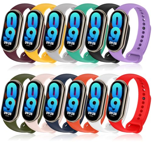 BDIG 12 Stück Sport Armbänder kompatibel mit Xiaomi mi band 9/Xiaomi mi band 8 Armband für Damen Herren, Weiche Silikon Band Ersatz Armband für Xiaomi mi band 9/Xiaomi mi band 8