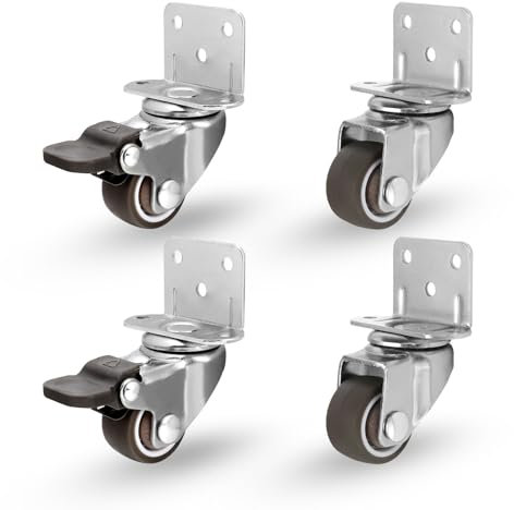 LONTAN 4er Set möbelrollen mit bremse l rollen Möbelrollen L-förmige Rollen für Möbel 25mm Schwerlastrollen Tragkraft 11kg pro Lenkrollen