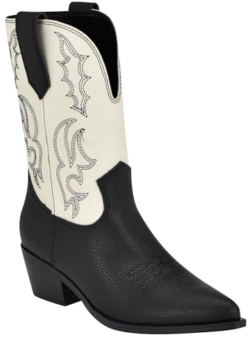 Nine West Yodown, Botas Vaqueras Mujer, Negro Blanco 003, 37 EU