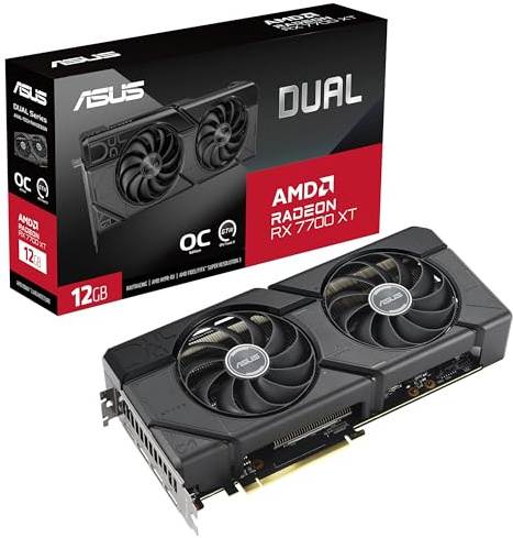 ASUS Dual Radeon RX 7700 XT OC Edition 12 GB GDDR6 - Tarjeta gráfica (AMD RDNA 3, PCIe 4.0, 12 GB de Memoria GDDR6, HDMI 2.1, DisplayPort 2.1)