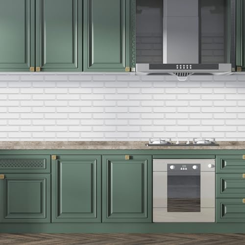 StickerLab - Paraschizzi Cucina Adesivo da Parete con Spatola in Omaggio. Prodotto Made in Italy, Ignifugo, Resistente all'Acqua di facile pulizia (240x60, Mattone White)