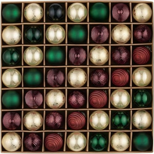 Valery Madelyn Christmas Baubles, 49 Pcs 3cm Mini Red Green Gold Shatterproof Christmas Ball Ornaments for Tree Decoration