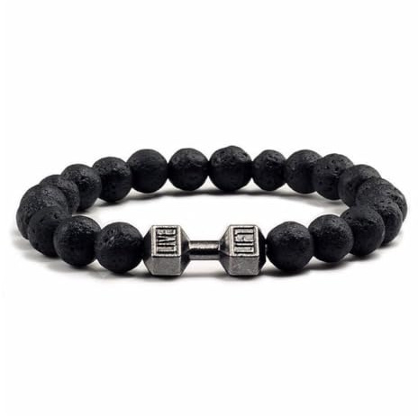 Hantel-Armbänder, Vulkangestein, Angstperlen, Fitness-, Yoga-, Langhantel-Armband, Naturstein, Hantelperlen, Armbänder, Set, Fitness-Armband, Fitness-Hantel-Schmuck, Geschenke oder Fitness-Liebhaber