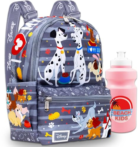Disney Juego de mini mochila para perros, paquete de mochila escolar canina de 13 pulgadas con 101 dálmatas, dama y el vagabundo, más | Mochila Disney Puppy Mini