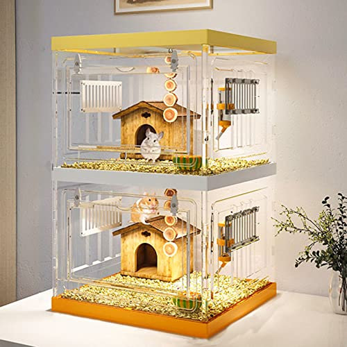 Hamsterburar, Råttbur Smådjursbur med transparent akrylfrontpanel för dvärghamster Stor hamsterbur med tillbehör (C3)