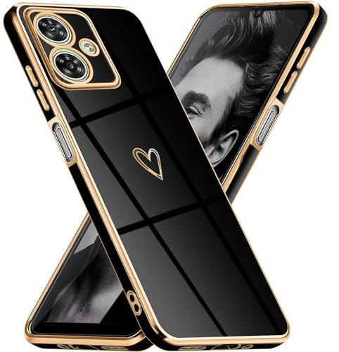 Mkej Funda para Motorola Moto G54 5G, Bonito Diseño Patrón Corazón Suave Silicona de Galvanoplastia Carcasa con Protección Cámara, Ultrafino Elegante Color Enchapado Case
