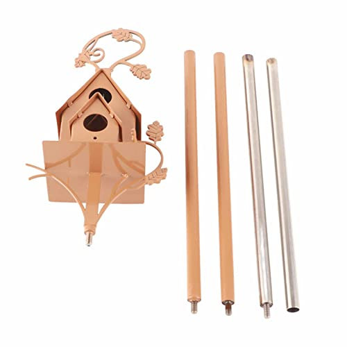 Metal Birdhouse Garden Stakes,Distressed Farmhouse Bird House with Pole, for Outside Garden Decoration and Birdhouse Lovers (C)