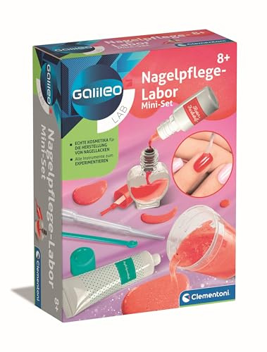 Clementoni Galileo Lab Nagelpflege-Labor Mini-Set - Nageldesigns selber erschaffen - Nagelpflege Set für Kinder ab 8 Jahren 59325