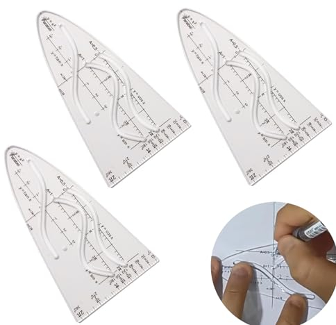 3 Stück Parabelschablone Mathe,Parabelschablone,Kurvenlineal, Parabel,Kurvenschablone,Parabel Lineal,Geometrie Kurvenschablone Lineal,für Studenten Designer Malerei,Cosinus Tangens