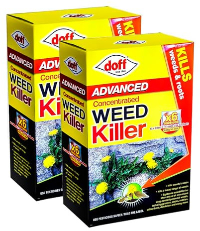 Zinnia 2 x Doff Advanced Concentrated Weedkiller 80ml Includes 12 Sachets For Powerful and Long-Lasting Tough Weeds & Roots Control