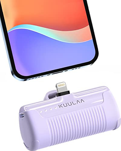 Kuulaa Small Portable iPhone Charger 4500mAh Plug-in Power Bank Mini Battery Bank for iPhone 14/13/13 Pro/12/12 Pro/11/XR/XS/X/8/7/6, Purple