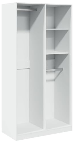 vidaXL Garderob vit 100x50x200 cm konstruerat trä, hatthyllor, klädstång, klädförvaring, klädskåp, klädstänger, jackhängare, garderob, garderober