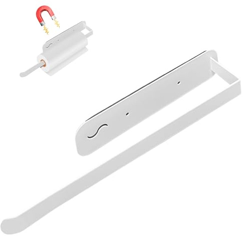 28,5 cm magnetisk hushållspappershållare utan borrning | Kolstål vattentät och fuktbeständig magneter köksrullehållare vägg starkt stöd för hushållspapper
