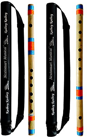 Musikalische Kombi-Flöten D Sharp 7 Loch (43,2 cm) & G-Skala 6 Loch (43,2 cm) Bambusflöte Bansuri mit Flöte Tragetasche gratis