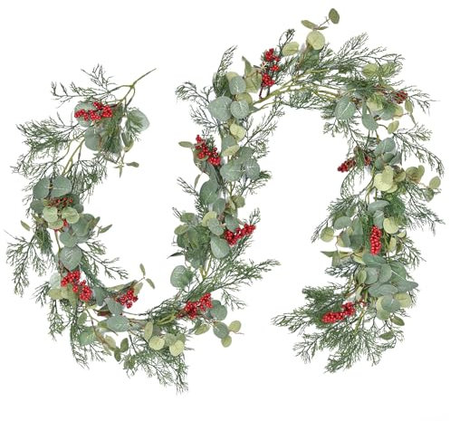 Artiflr Christmas Pine Garland, Artificail Greengery Garland Indoor Outdoor Garden Gate Home Decoration for Winter Holiday Home New Year Decor (Dark Green)