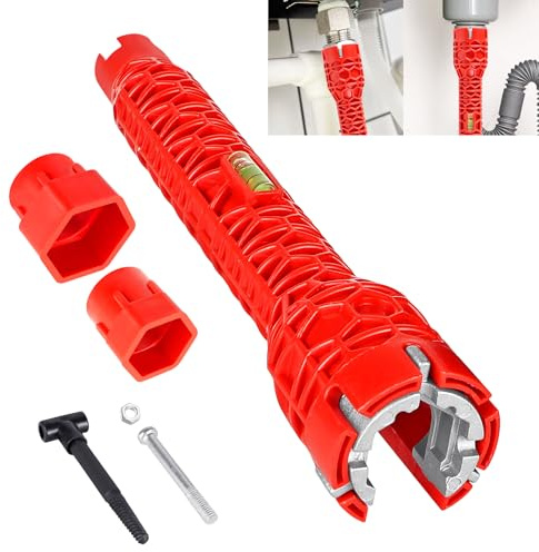 Wieat 8 in 1 Multifunction Plumbing Wrench and Spanner Set - Basin Tool Kit for Toilet Bowl, Kitchen, Sink Faucet Installation