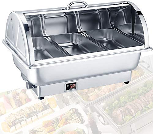 Electric Chafing Dish Food Warmer Stainless Steel Buffet Server Catering Supplies for Parties and Buffets - Adjustable Temperature (35-85°)